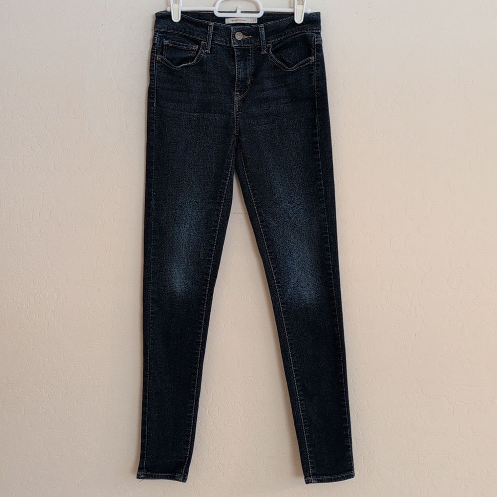 Levi's 710 Super Skinny Mid Rise Denim Jeans Dark Wash - Size 27
